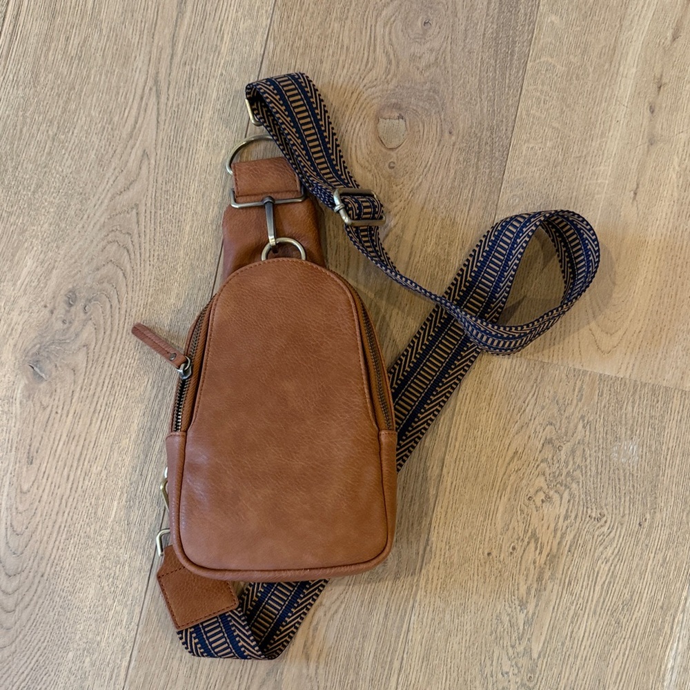 Urban Originals Tan Belt Bag with Patterned Strap
